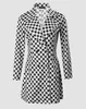 Robes décontractées Houndstooth imprimé mince bandoulière robe ajustée et veste de costume ensemble la dernière mode vendant des vêtements pour femmes