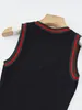 Casual Dresses V Neck Black Stripe Knitted Tank Slim Simple Fashion Korean Women Sleeveless Dress Sexy Vestidos Clothes