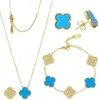4 folhas trevo colar designer de jóias de luxo conjunto pingente colares pulseira brincos ouro prata mãe de pérola colar link chain women15511