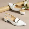 Sukienka Nowa minimalistyczna moda letnia moda pojedyncza but biały palca na obcasie sandały na pięcie