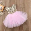 Vestidos de menina princesa crianças vestido de bebê para meninas fantasia casamento sem mangas lantejoulas festa aniversário batismo verão