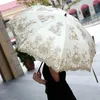 Umbrellas Double Sunscreen Umbrella UV Protection Lace Flower Embroidery Rain Women Mini Folding Dual-use Sun