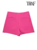 Shorts femininos traf mulheres moda pareo estilo assimétrico skrts vintage cintura alta lado zíper feminino skort mujer