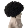 10 Inches 6mm Kinky Curly Brazilian Virgin Human Hair Replacement Natural Black Color Full Lace Wig for Black Men