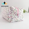 MIROSIE Floral Handmade Makeup Bag Travel Skincare Pink Zipper Pouch Toiletry Organizer for Beauty Quilted Gingham Inner Bag 240129