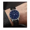 Burei Men Fashion Minimalist Lrist Watch Watches Watched Watches Simple Ultra Thin Watches تاريخ الكوارتز التناظرية مع حزام من الجلد الأسود البني