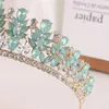 Pinces à cheveux baroques vert opale bandeau de mariage cristal couronnes de mariée diadèmes bijoux accessoires femmes strass chapeaux reine diadème