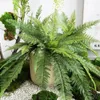 Decorative Flowers Large Artificial Plants Boston Fern Bunch Persian Leaves Fake Green Craft Foliage Home Decor