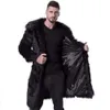 Herren Kunstpelzmantel Lange Anzugkragenjacke Winter Verdickter und warmer übergroßer Windjacke CZE7