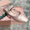 Luxury Miui Miui Paris Ballet Flats Slingback Designer Professional Dance Miu Miu Shoes Satin Ballerinas Mm Platform Bowknot Shallow Mouth Single Shoe Flat Sandals