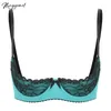 Reggiseni Lingerie sexy da donna Reggiseno a petto aperto Spalline regolabili con ferretto Mezza coppa Fiocco In pizzo Push Up Biancheria intima a balconcino