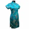 カジュアルドレスプラスサイズ3xl 4xl 5xl 6xl Mini Cheongsam Navy Blue Vintage Chinese Style Womens Qipao Dress Short Vestido S M L XL XXL