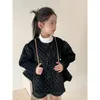 Clothing Sets Children Set Girls Cotton Suit 2024 Winter Velvet Sequin Fashionable Casual Simple Kids Coat Shorts Two Piece