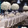 Dried Flowers Luxury Customized Big 34 Artificial Flower Ball Rose Bouquet Arrangement For Wedding Table Centerpieces Road Lead Flor Dhu2X