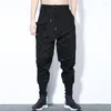 Damenhose Taktische funktionale Cargohose Männer Hip Hop Streetwear Elastische Taille Jogger Unregelmäßige Multi-Pocket-Hose Schwarz WB520