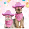 Одежда для собак, ковбойский костюм для домашних животных, стильный комплект со светодиодной подсветкой, шляпа с сердечками, линзы, очки, повязка на шею на шнуровке для кошек, собак