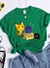 Kvinnors T-skjortor Sarkastiska kommentarer Kawaii Cat T-shirt Kvinnor Fashion Casual Street Hip Hop Crop Top Cool Sport andningsbara kvinnliga tshirts