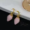 Baumelnde Ohrringe von Freetry, süße eingelegte Perle, rosa Erdbeere, Haken für Frauen und Mädchen, Vintage-Goldfarbe, Pflanzentropfen, Party-Schmuck