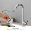 Kitchen Faucets Sink Pull Out Faucet Stainless Steel Deck Mounted Single Handle Rotary Double Outlet Method Accessory