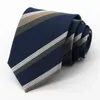 활 타이 브랜드 8cm 블루 스트라이프 넥타이를위한 고품질 비즈니스 공식 사무실 신사 넥타이 패션 갈망 선물 상자
