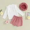 Kläderuppsättningar Mababy 4-7y Toddler Kid Baby Girls kläder Lång ärm Ruffle T-shirt Topps Shorts Hat Outfits Children Fall D05