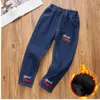 3-14 Years Teenage Pants For Girls Roupa Infantil Menina Winter Fleece Children Jeans Kids Denim Trousers Girls Clothing 240123