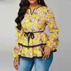 Kvinnors blusar Vonda Bohemian Women Blus 2024 Fashion Long Sleeve Ruffled Shirts Autumn Vintage Floral Printed Tunic Tops Casual Blusas