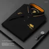 メンズポロス高品質のコットン刺繍ポロシャツ2024サマーハイエンドビジネスカジュアルラペルショートレーブTシャツ