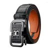 Cinture HCDW Cintura elastica di marca Uomo Automatico in vera pelle per uomo Pantaloni da golf maschili di lusso nero marrone di alta qualità