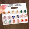 Boucles d'oreilles en forme de cœur et de perles pour femmes et filles, ensemble de boucles d'oreilles Vintage en Zircon coloré, tendance, bijoux cadeaux, 2024