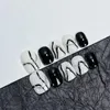 False Nails emmabeauty 검은 흰색 아트 손으로 칠한 제거 가능한 재사용 가능한 고품질 수제 손톱에 No.C680
