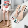 Slippers Heeled Clear Slides Outside Women's And Ladies Sandals Transparent Shoes Summer 2024 Open Toe Designer Trend Footwear F