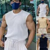 Męskie topy zbiorników letnia kamizelka modna menów trening siłownia top skórka szczupła stała kolor fitness streetwear