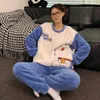 Kadın pijama anime doraemon desen kadın pijamalar set yetişkin kış kalın pijamalar ev kıyafeti mercan kadife pijama salonu kıyafetleri