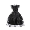 Girl Dresses Wednesday Cosplay for Girls Costume Movie Addams Kids Mesh Party Halloween Carnival Costumes 4-12 år