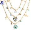 Hanger Kettingen Lucky Eye Hart Ster Fatima Hand Ronde Ketting Koper Turkse Evil Voor Vrouwen Meisjes Mannen Sieraden BE1078