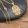 Hamsa mauvais œil colliers pour femmes Collares coloré paume Fatima 14k or jaune collier meilleur fête anniversaire bijoux cadeau