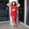 فساتين العمل cm.yaya women hollow out tassel bodycon midi knerts مجموعة وقميص بلا أكمام 2024 Summer Party اثنين من قطعة ملابس 2 قطعة