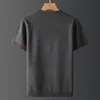 Sommar plus tees bin jacquard broderi herrar halv ärm tröja t-shirt casual stickad topp stor