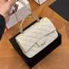 20CM Luxury Women Mini CF Borsa a tracolla con patta Portamonete Reticolo di diamanti Hardware dorato Borsa a catena Borsa sotto le ascelle Porta carte Fanny Pack Pochette da sera Portachiavi