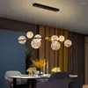 Pendelleuchten Nordic LED-Lampe Klarglaskugel Lange Kronleuchter für Esszimmer Bar Restaurant Café Büro Hängeleuchte