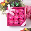 Dekoratif Çiçek Çelenk Sevgililer Günü Hediyeler 9 PCS Sabun Çiçek Gül Kutusu Düğün Doğum Günü Yapay Hediye Sevgililer Dekorasyon F DHHMF