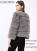 ZADORIN S-5XL Mink Coats Autumn Winter Fluffy Black Faux Fur Coat Women Elegant Thick Warm Faux Fur Jackets For Women Tops 240124