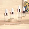 Storage Bottles 10/20pcs Mini Dropper Glass Empty Essential Oil Rose Gold Cap Pipettes 1ml 2ml 3ml 5ml