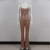 Golden Spaghetti Pasek damski kombinezon letni rękaw Bodycon Jumpsuits Women Bodysuit Ubrania streetwear 240202