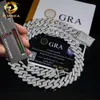 Cuban Link armband ketting 925 Sterling Silver GRA Certificaat Hip Hop 15mm Dubbele rij Iced Moissanite Diamond Cuban Link Chain