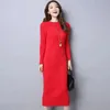 Slim långärmad stickad klänning Sexig kvinnor Autumn Winter Korean tröja klänningar midi botten bodycon vestidos 240124