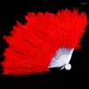 Decorative Figurines 9 Colors Showgirl Feather Fans Folding Dance Hand Fan Fancy Dress Costumes Wedding Party Supplies Soft Fluffy Lady