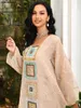 民族衣類モロッコのカフタン高級ファッションスパンコール刺繍スクエアカラーマキシドレスアラブ女性服ラマダンジャラビヤ2024