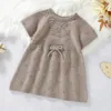 Flickklänningar Spring Baby Girls Dress broderi blommor stickad tröja småbarn barn mjuk prinsessa höst spädbarn kläder